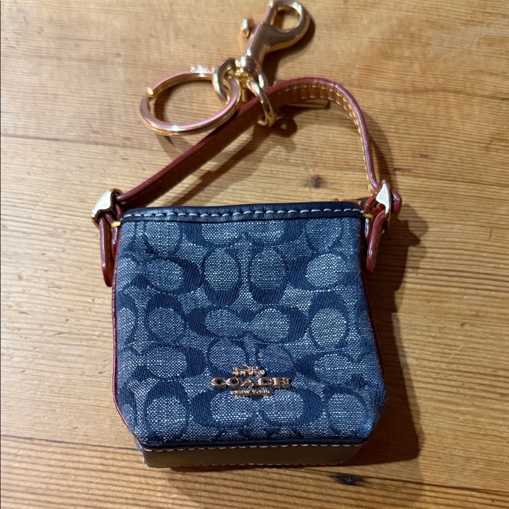 Coach Navy and Denim Mini Bag Keychain/bag charm